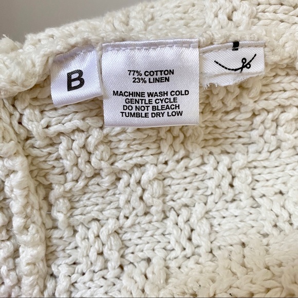 Loft Ivory Crochet Elbow Sleeve Cardigan w/Belt - Picture 5 of 6